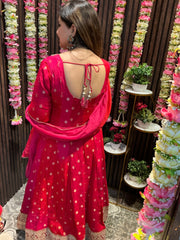 Product Title: Utsav Collection — Raw Silk Anarkali with Dabka & Tassel Detailing