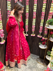 Product Title: Utsav Collection — Raw Silk Anarkali with Dabka & Tassel Detailing