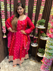 Product Title: Utsav Collection — Raw Silk Anarkali with Dabka & Tassel Detailing