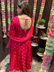 Product Title: Utsav Collection — Raw Silk Anarkali with Dabka & Tassel Detailing