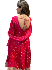 Product Title: Utsav Collection — Raw Silk Anarkali with Dabka & Tassel Detailing