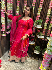 Product Title: Utsav Collection — Raw Silk Anarkali with Dabka & Tassel Detailing