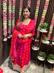 Product Title: Utsav Collection — Raw Silk Anarkali with Dabka & Tassel Detailing