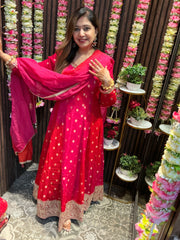 Product Title: Utsav Collection — Raw Silk Anarkali with Dabka & Tassel Detailing