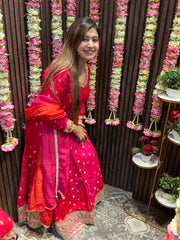 Product Title: Utsav Collection — Raw Silk Anarkali with Dabka & Tassel Detailing