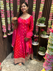 Product Title: Utsav Collection — Raw Silk Anarkali with Dabka & Tassel Detailing