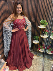 The Opara Silk Regal Gown: The Bespoke Mirror-Work Ensemble