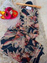 Vibrant Elegance in Georgette Organza – A Perfect Celebration Wear
