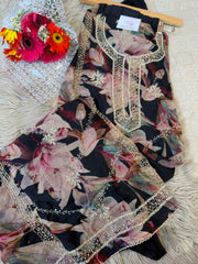 Vibrant Elegance in Georgette Organza – A Perfect Celebration Wear