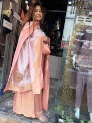 Premium Banarasi fabric resembling Kanji Varam weave