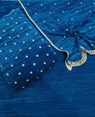 Premium Velvet Unstitched Suit Set with Embroidered Shirt & Scalloped Dupatta | Winter Festive Collection