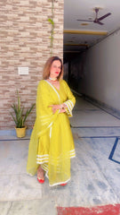 Light Silk Outfit with Organza Kanza Dupatta